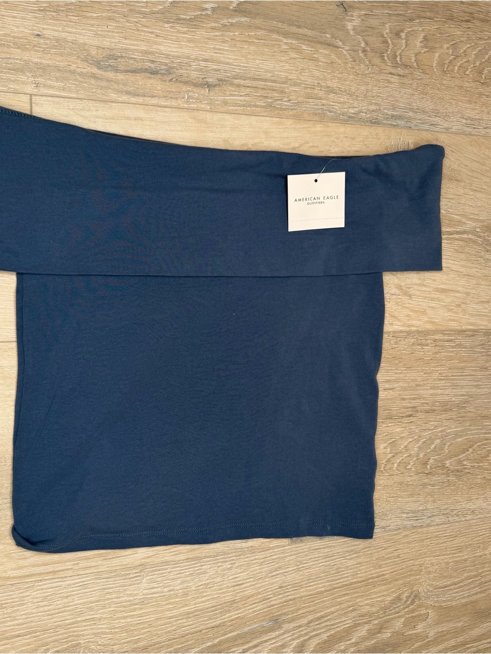 American Eagle Outfitters Navy Blue Off-Shoulder Foldover Top